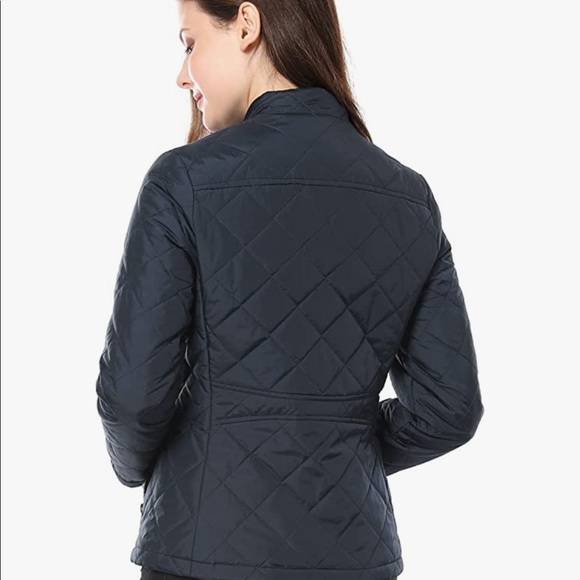 Allegra K Women's Long Sleeve Collared Zip Pockets Padded Jacket Size: XS Blue - Picture 3 of 5